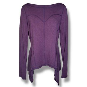 Karma Athletics Purple Long Sleeve Top Layer Ruffle Back